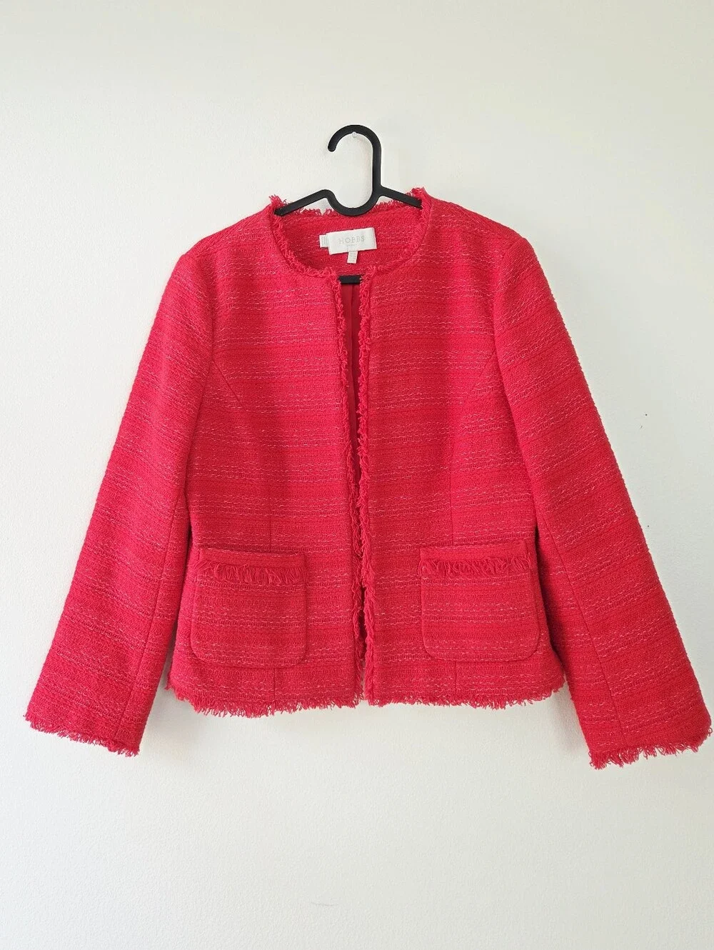 Hobbs Red Kathleen Tweed Jacket Size 6